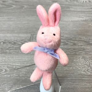 Carters Pink Bunny Rabbit 5in Finger Puppet Purple Bow Plush Stuffed Animal Toy